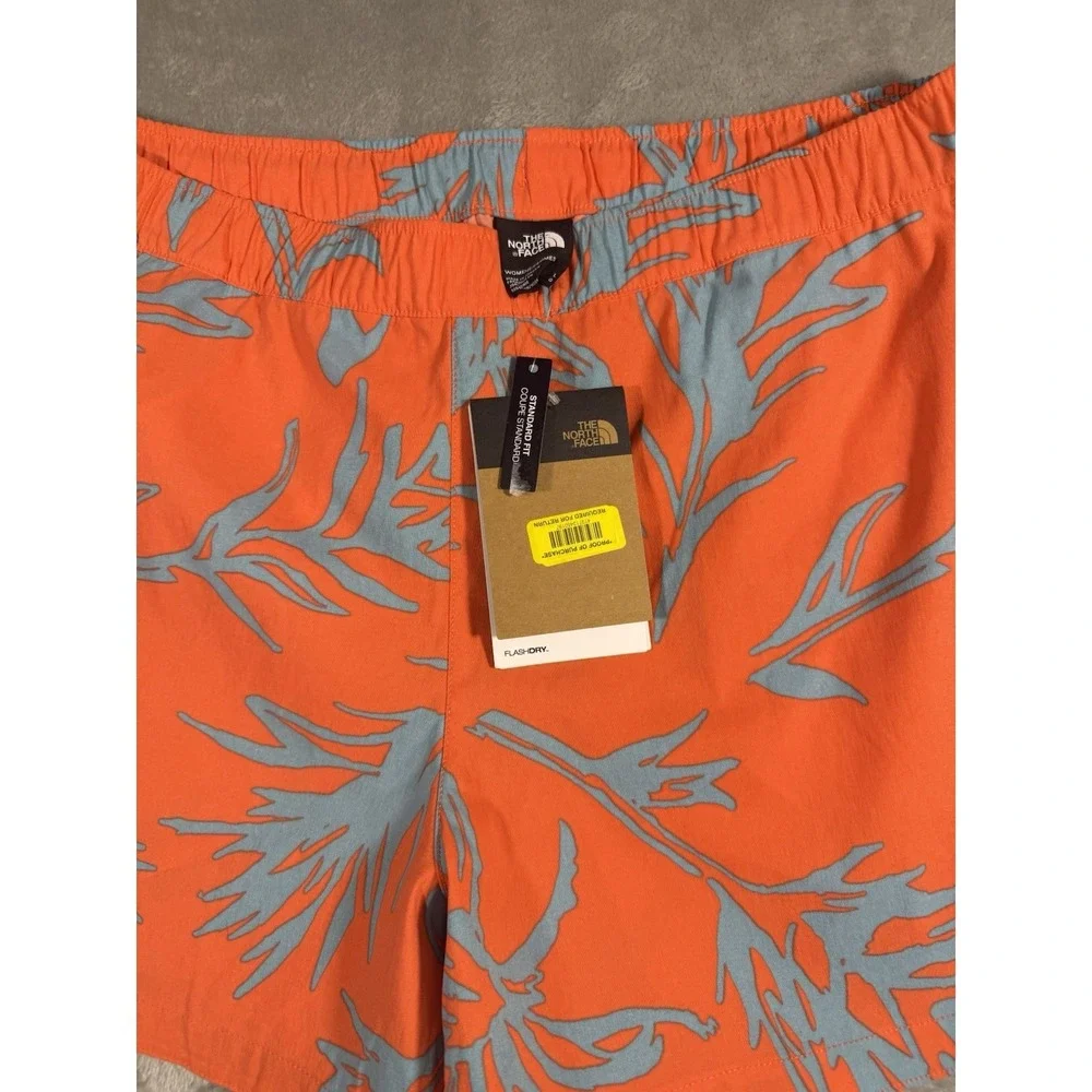 The North Face Orange‎ & Blue Leaf Boardshorts Water Shorts Women's NWT Large